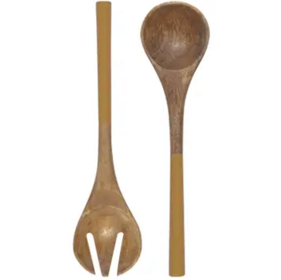 Ochre Mango Wood Salad Server Set